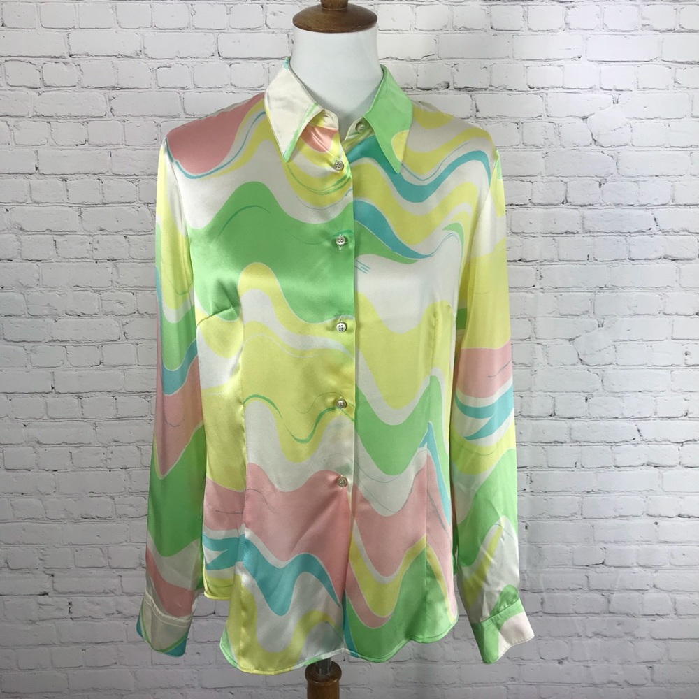 Vintage Hippie Disco Button Down Top Size M/L